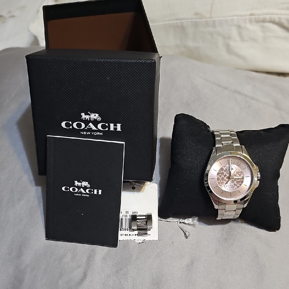 Coach Womens Two-Tone Silver and Rose Gold Watch Libby Watch.